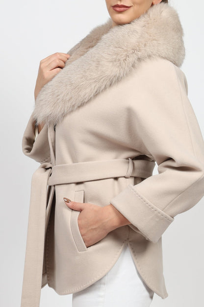 Дамско Палто, Бежов Modalinea Roberto Fashion Store Coat MDL1311COABEIFUR38 38 Бежов