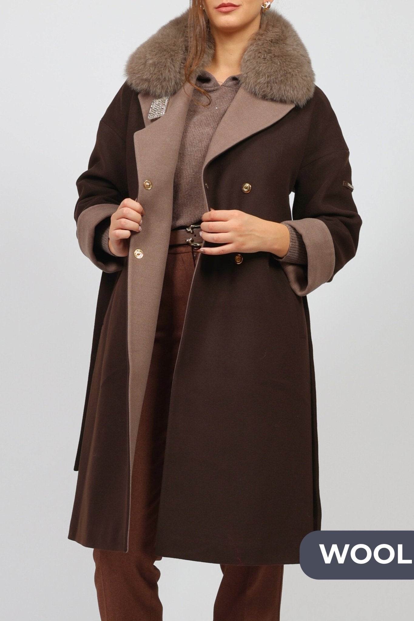 Дамско Палто, Кафяв Modalinea Roberto Fashion Store Coat MDL1711COABRWTRK38 38 Кафяв