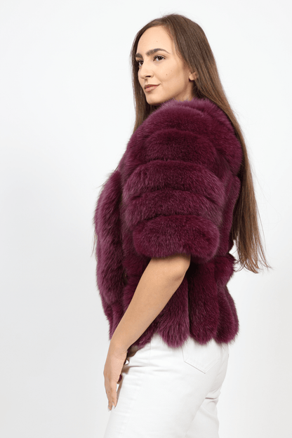 Дамско Палто с Косъм, Бургунди