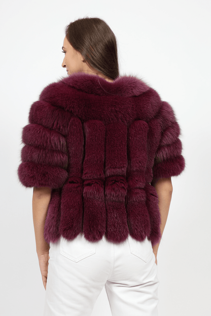 Дамско Палто с Косъм, Бургунди