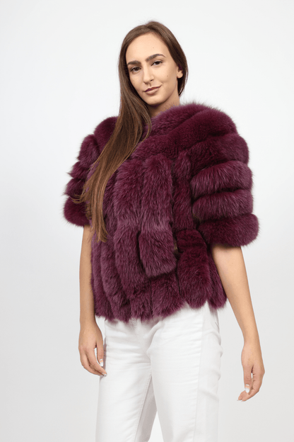 Дамско Палто с Косъм, Бургунди