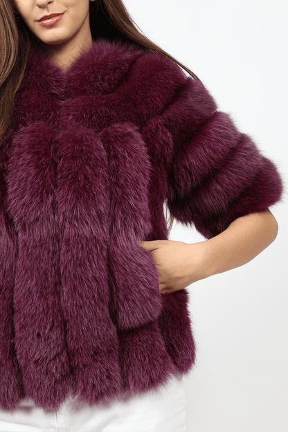 Дамско Палто с Косъм, Бургунди