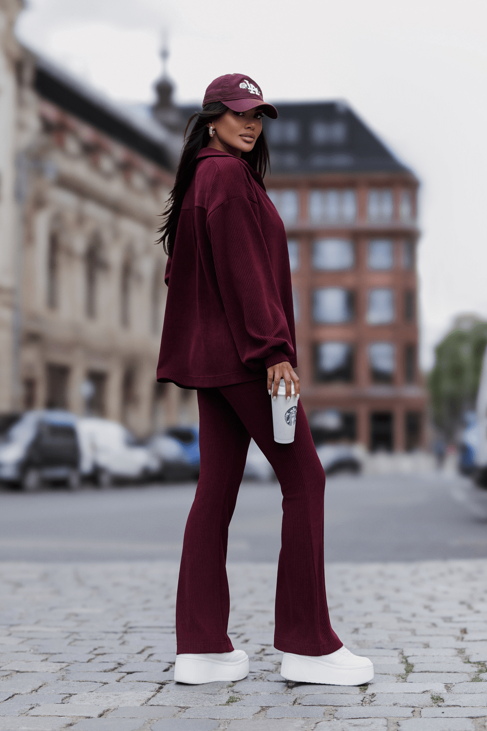 Комплект BLAIR от рипсено кадифе в бордо LaBalancia Roberto Fashion Store Set 5907378524105 XS/S