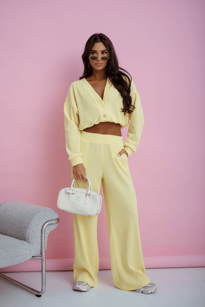 Комплект MEGGI кадифе с връзки – наситено жълт LaBalancia Roberto Fashion Store Set 5907378520176 M/L