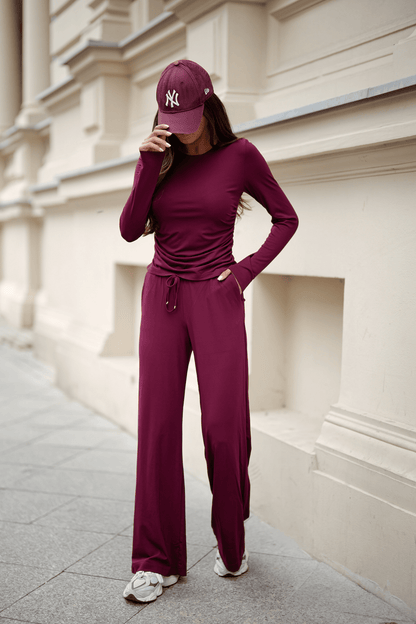 Комплект SHIRA с дълъг ръкав – бордо, вискоза и еластан LaBalancia Roberto Fashion Store Set 5907378515271 M/L