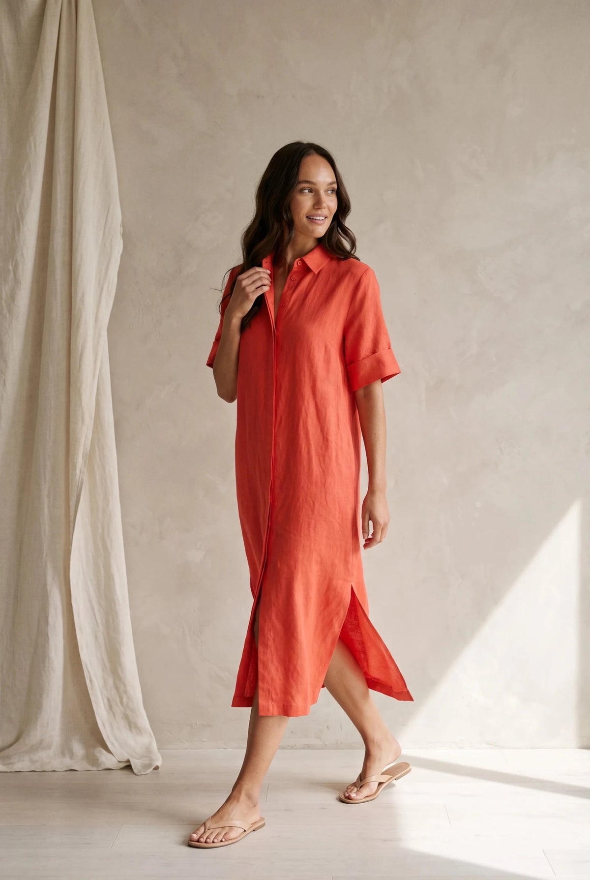 Ленена дълга рокля с прилепнал силует VIPART VIPART Roberto Fashion Store Dress VPR0907DRSSLMLNG-38 38
