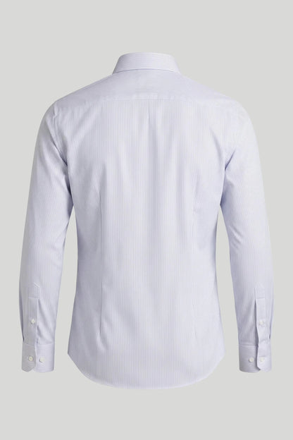 Мъжка еластична раирана риза от бамбукова вискоза - Бял Boston Roberto Fashion Store T-shirt MAY83301300-39 39