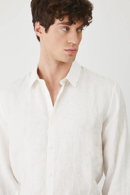 Мъжка ленена риза за плаж в бял цвят Medicine Roberto Fashion Store Shirt RS25KDM090-00X-S S