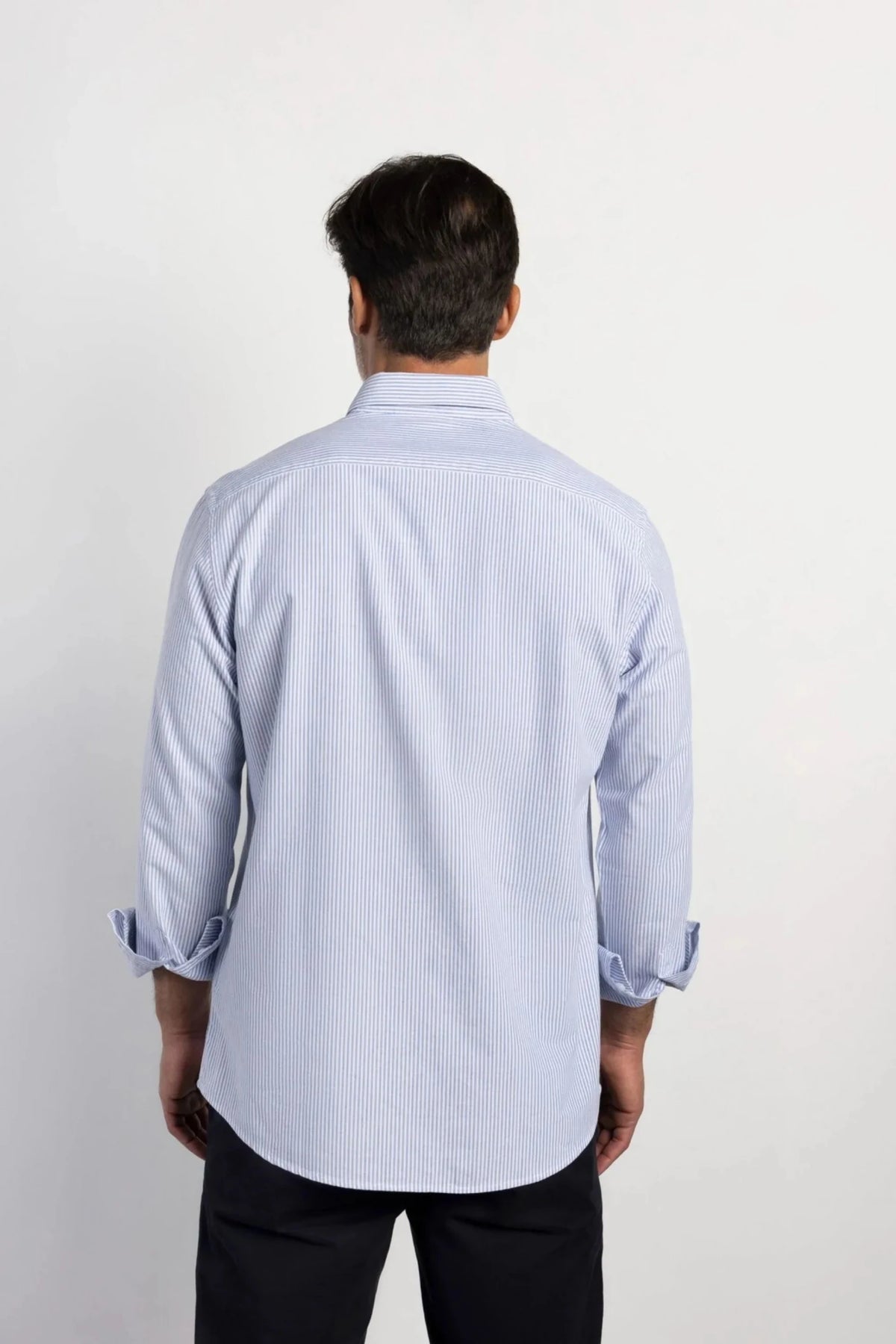Мъжка риза Oxford на райе - Мастиленосин Boston Roberto Fashion Store T-shirt MAY83201424-S S