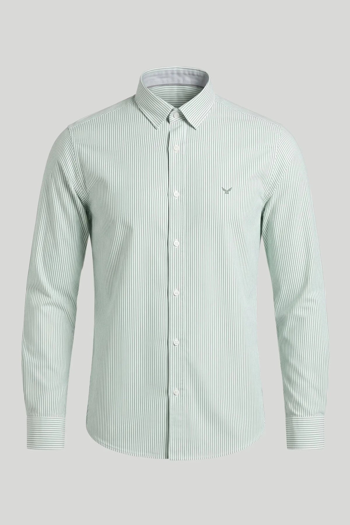 Мъжка риза Oxford на райе - Зелен Boston Roberto Fashion Store T-shirt MAY83201381-S S