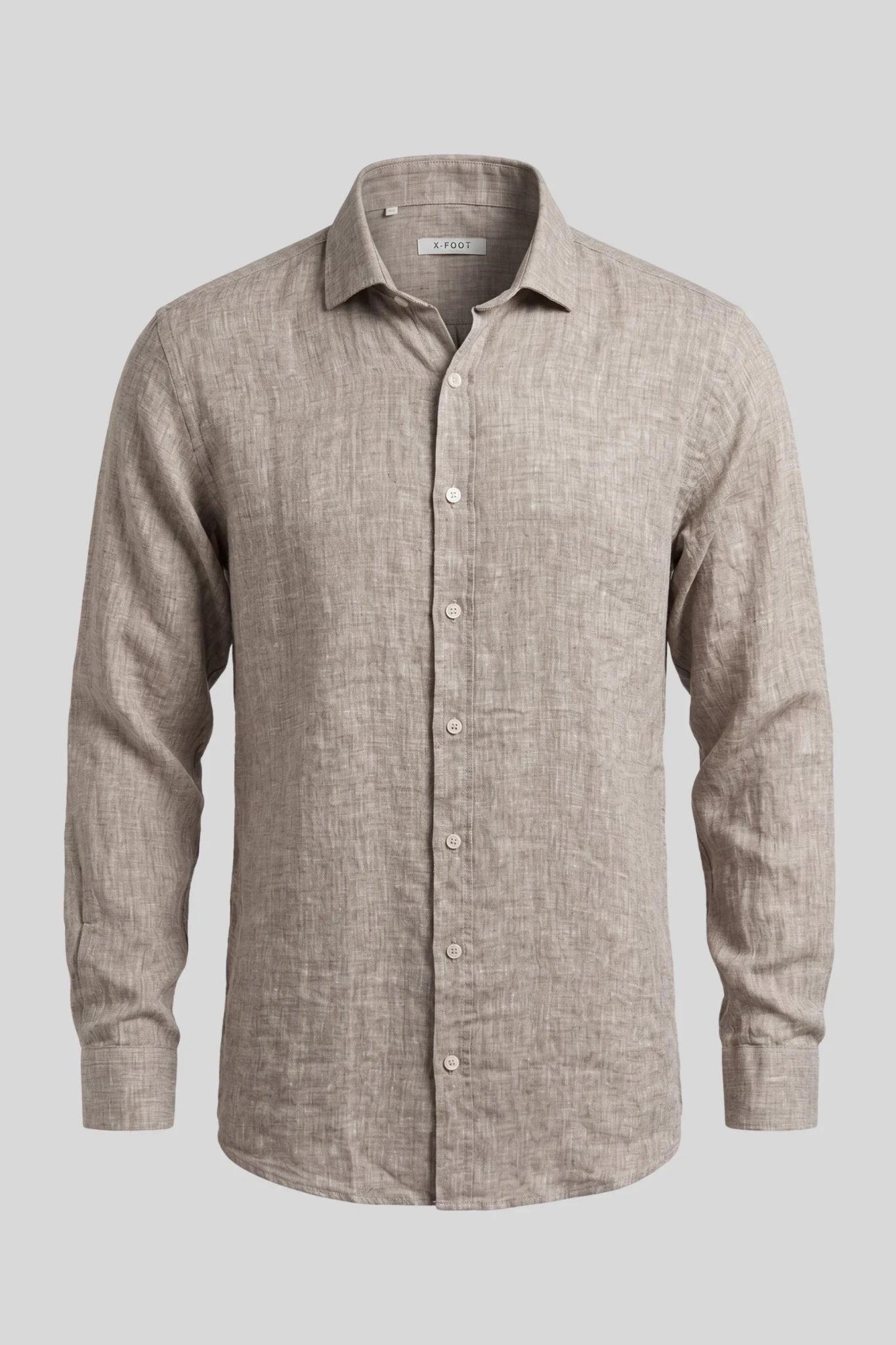 Мъжка риза с дълъг ръкав, ленена, бежова Roberto&Co Roberto Fashion Store Shirt XFT0808SHRBEILNNM M