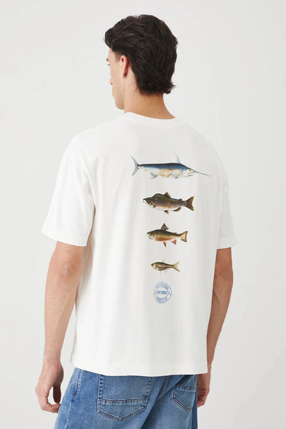 Мъжка тениска с абстрактен арт принт "Shark" в бял цвят Medicine Roberto Fashion Store T-shirt RW25TSM101-01X-S S