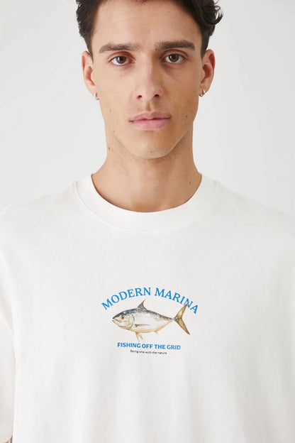 Мъжка тениска с абстрактен арт принт "Shark" в бял цвят Medicine Roberto Fashion Store T-shirt RW25TSM101-01X-S S