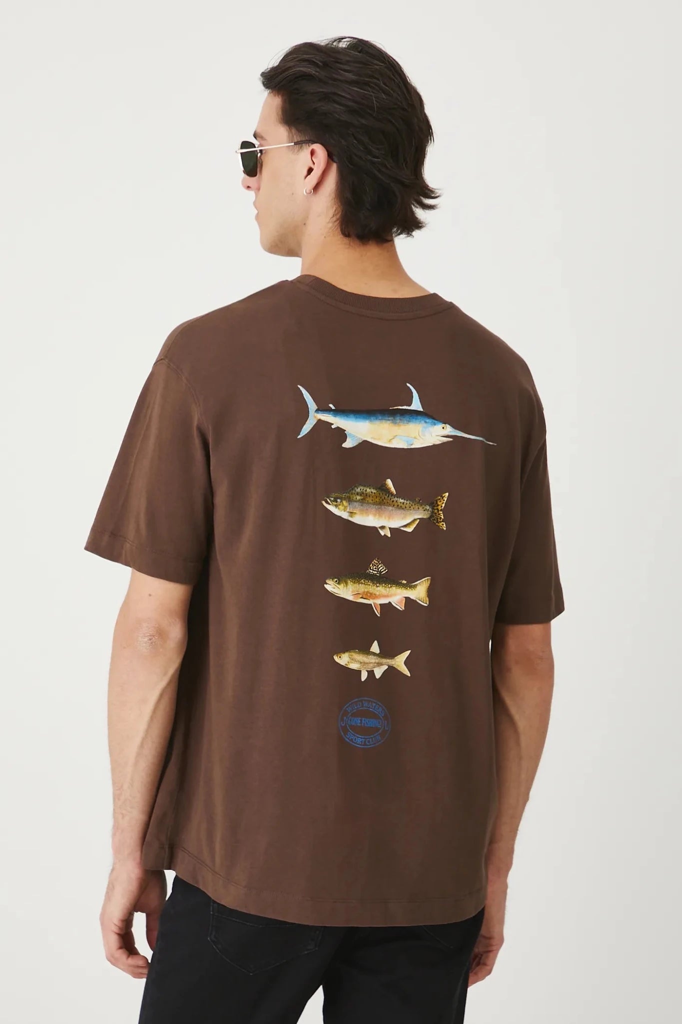 Мъжка тениска с абстрактен арт принт "Shark" в кафяв цвят Medicine Roberto Fashion Store T-shirt RW25TSM101-88X-S S