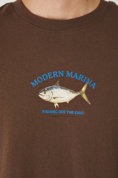 Мъжка тениска с абстрактен арт принт "Shark" в кафяв цвят Medicine Roberto Fashion Store T-shirt RW25TSM101-88X-S S