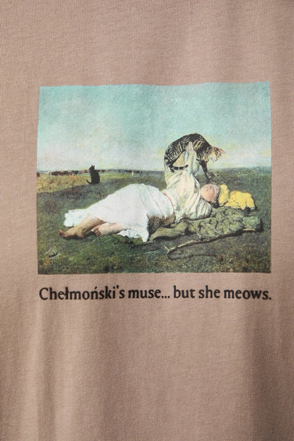 Мъжка тениска с абстрактен арт принт в средата в бежов цвят Medicine Roberto Fashion Store T-shirt RS26TSM353-80X-S S