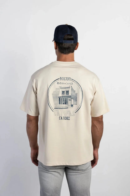 Мъжка тениска с щампа - Екрю Boston Roberto Fashion Store T-shirt MAY83007431-S S