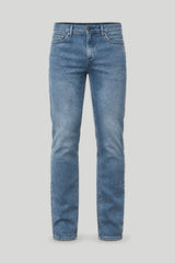 Мъжки дънки тип "Slim Fit" в измит син цвят