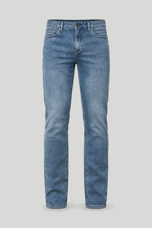 Мъжки дънки тип "Slim Fit" в измит син цвят – снимка на продукта