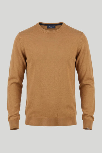 Мъжки памучен пуловер с обло деколте в цвят тютюн Roberto&Co Roberto Fashion Store Sweater CLM0808KNITABACCS S