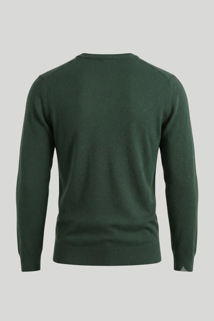 Мъжки памучен пуловер с обло деколте в тъмнозелено Roberto&Co Roberto Fashion Store Sweater CLM0808KNIDPPGRNS S