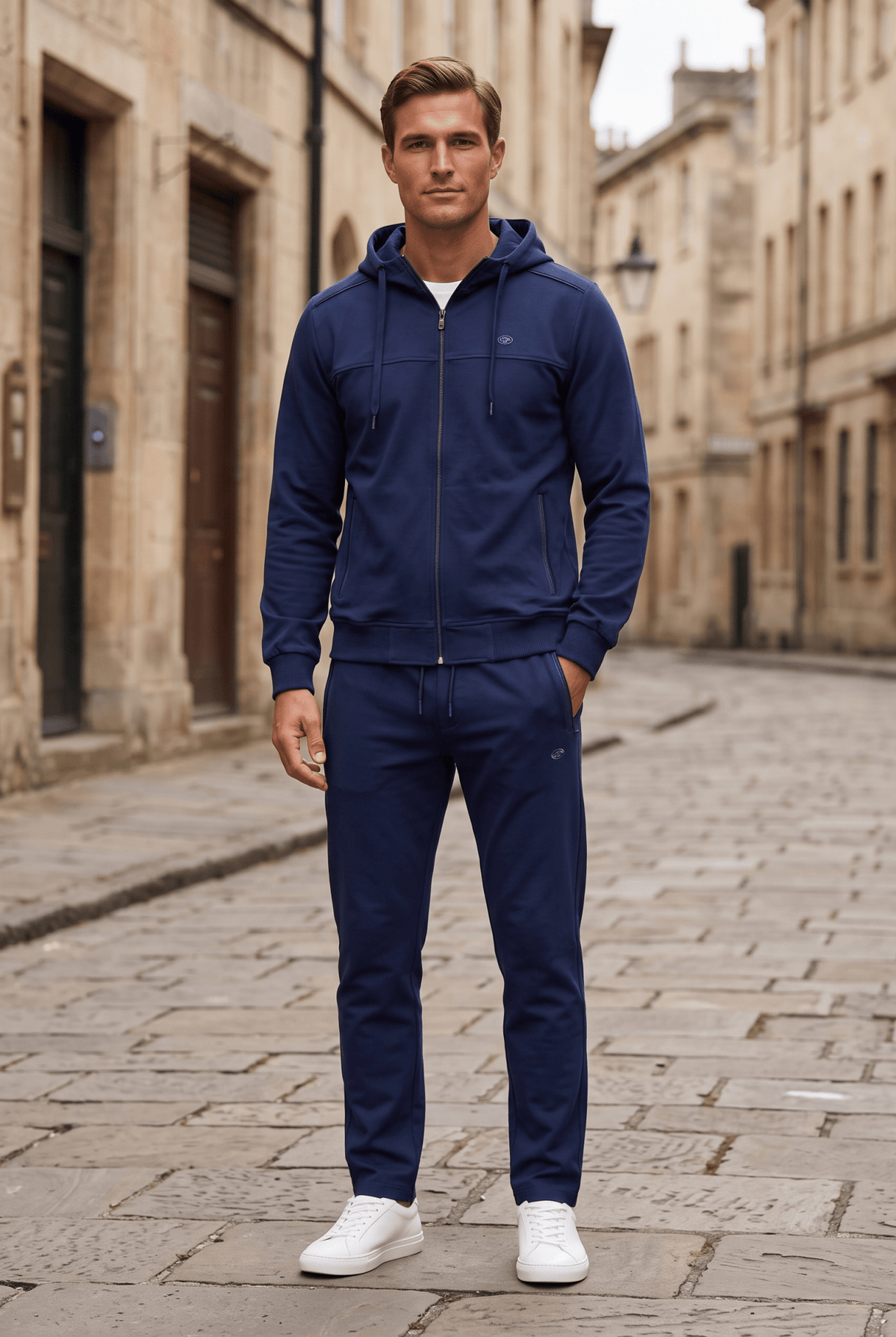 Мъжки спортен екип с качулка, тъмносин - размери M, L, XL, 2XL, 3XL Piyera Roberto Fashion Store Jacket GNG1410SETNAVHODM M