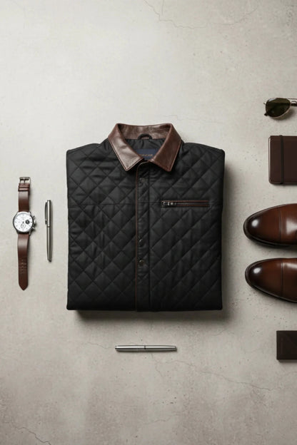 Мъжко Кожено Сако - Яке, Черен Roberto Fashion Roberto Fashion Store Jacket LEA2701JACNBLKCLSXL M