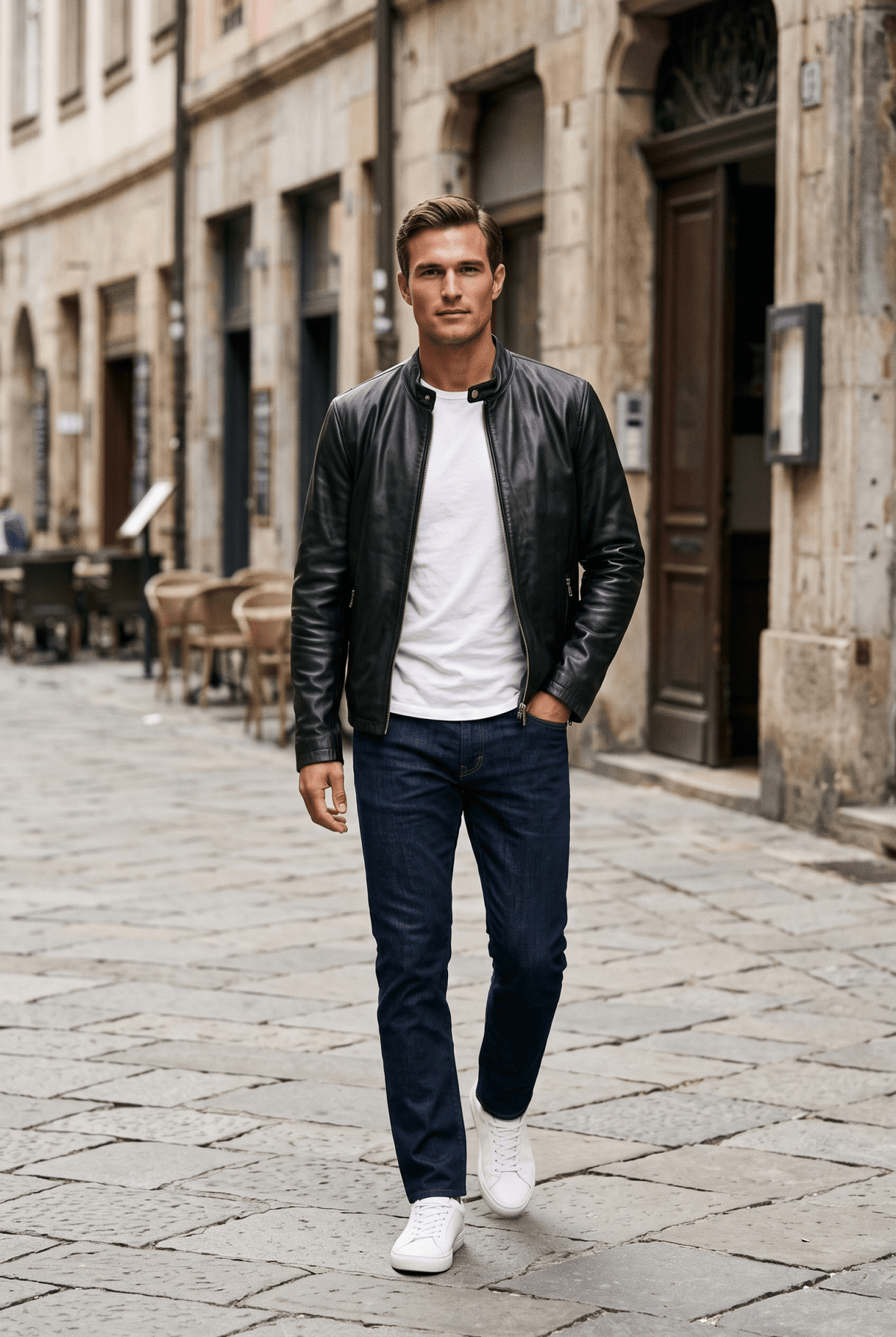 Мъжко кожено яке от естествена агнешка напа, черно - размери M, L, XL Roberto&Co Roberto Fashion Store Jacket RBC1410LEABLKNAPL S
