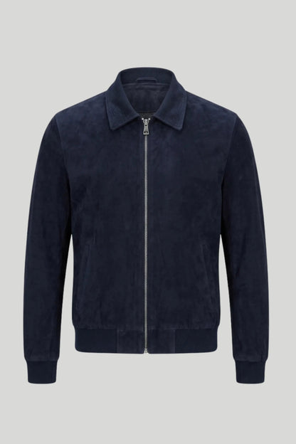 Мъжко яке "Matteo" от естествен велур, нейви син — размери XS-2XL Roberto&Co Roberto Fashion Store Jacket LEA2601JACNAVMAT-M XS