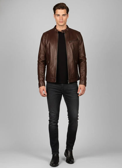 Мъжко Яке от Агнешка Кожа, Кафяв Roberto Fashion Roberto Fashion Store Set LEA1302JCKBROTIG-L S