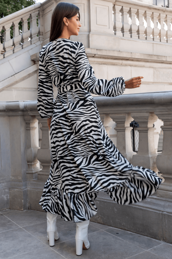 Рокля "АННА" с дължина до земята и зебров модел - стилна и елегантна LaBalancia Roberto Fashion Store Shirt 5907378504565 XS/S