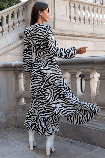 Рокля "АННА" с дължина до земята и зебров модел - стилна и елегантна LaBalancia Roberto Fashion Store Shirt 5907378504565 XS/S