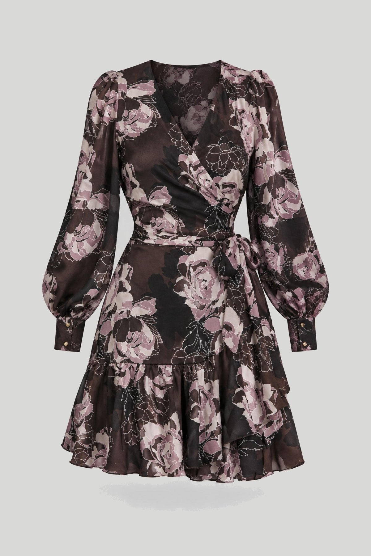 Рокля Anna с флорален десен на кафяв фон за стилни жени LaBalancia Roberto Fashion Store Dress 5907378503476 XS/S
