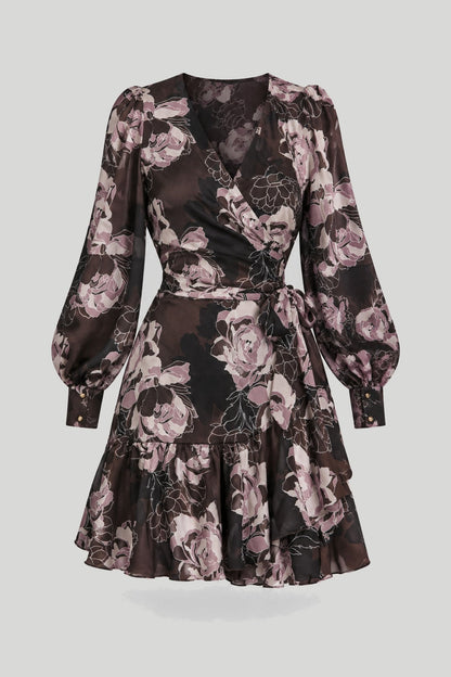 Рокля Anna с флорален десен на кафяв фон за стилни жени LaBalancia Roberto Fashion Store Dress 5907378503476 XS/S