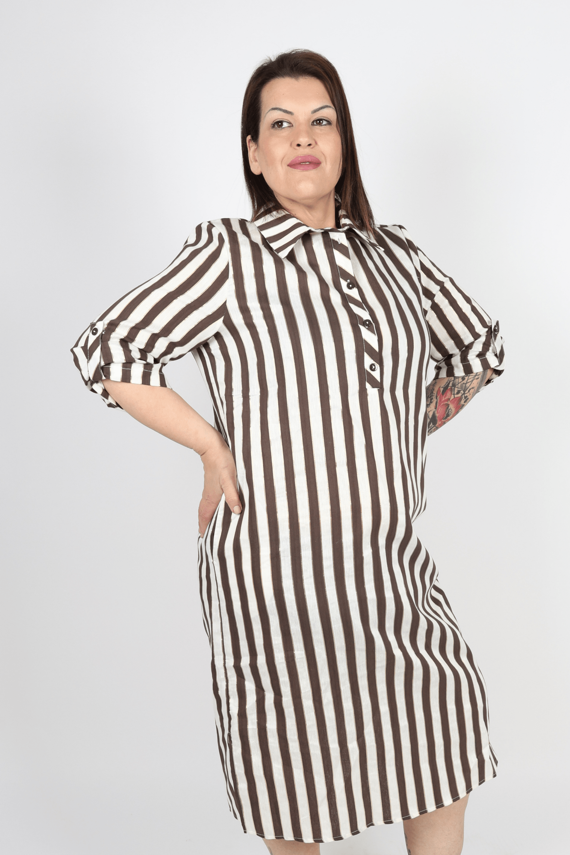 Рокля, Кафяв Roberto Fashion Store Dress RBRFDRSSBRO42 42 EU Brown