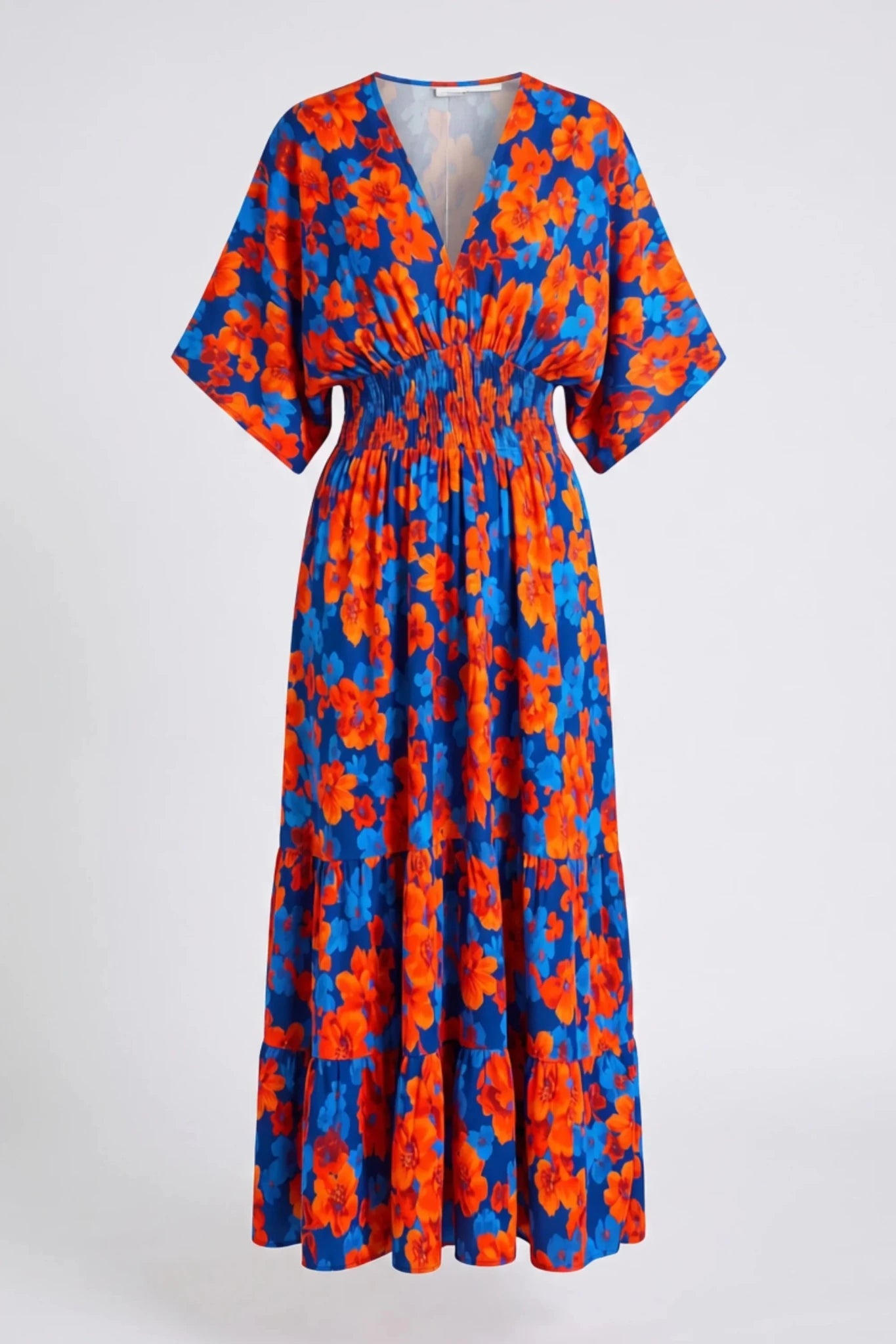 Рокля на цветя "Borneo" - синьо Roberto&Co Roberto Fashion Store Dress MSC1007DRSBLUFLO-36 36