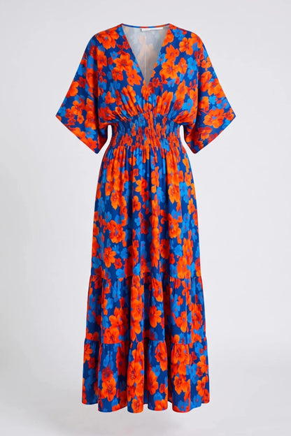 Рокля на цветя "Borneo" - синьо Roberto&Co Roberto Fashion Store Dress MSC1007DRSBLUFLO-36 36