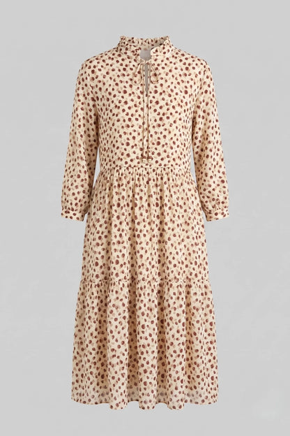 Рокля на точки "Vittoria" - Silky Touch - бежово Roberto&Co Roberto Fashion Store Dress VTR1007DRSBEIDOT-44 44