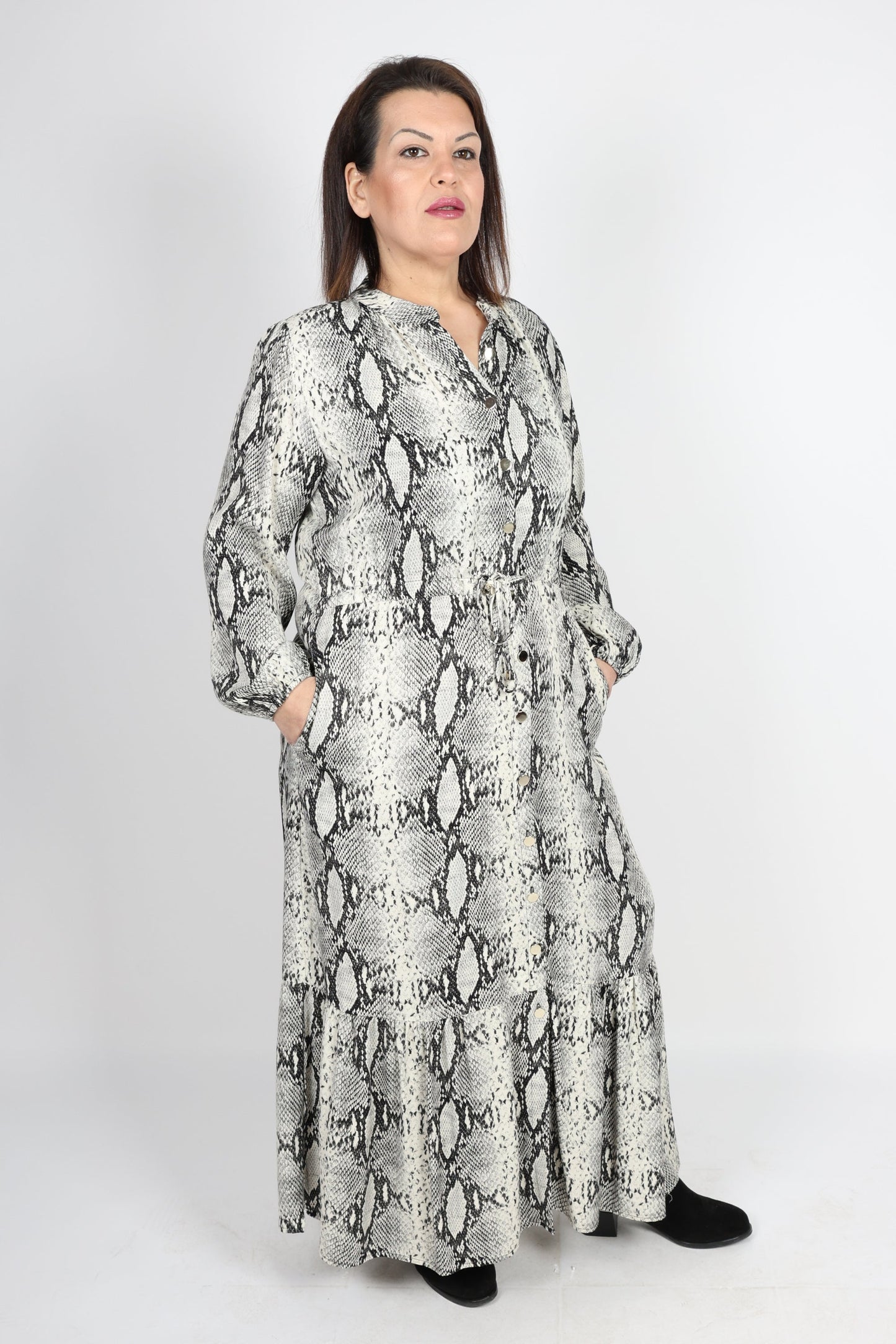 Рокля, Сив Roberto Fashion Store Dress RBRFSNKDRSS4XL 4XL Gray
