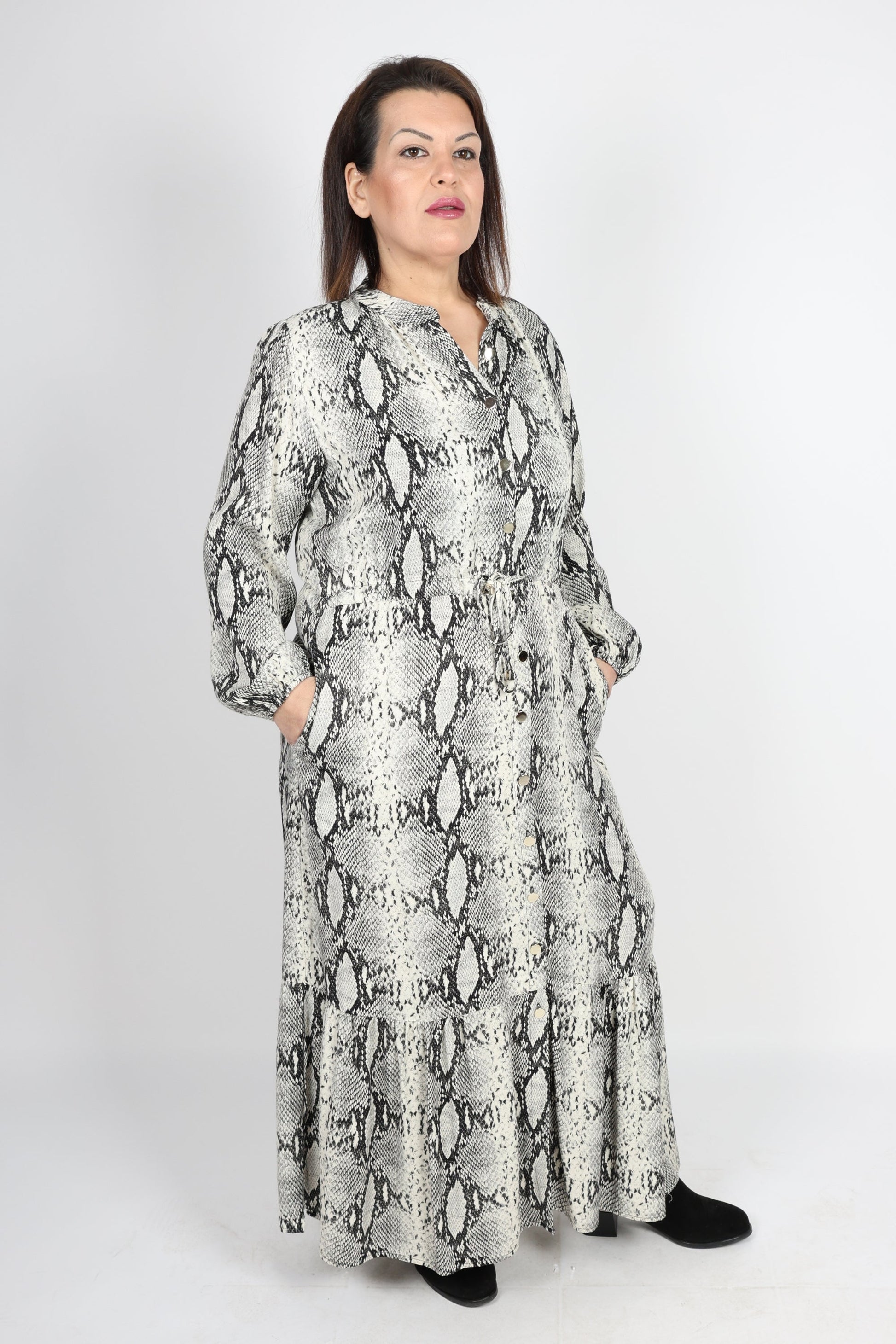 Рокля, Сив Roberto Fashion Store Dress RBRFSNKDRSS4XL 4XL Gray