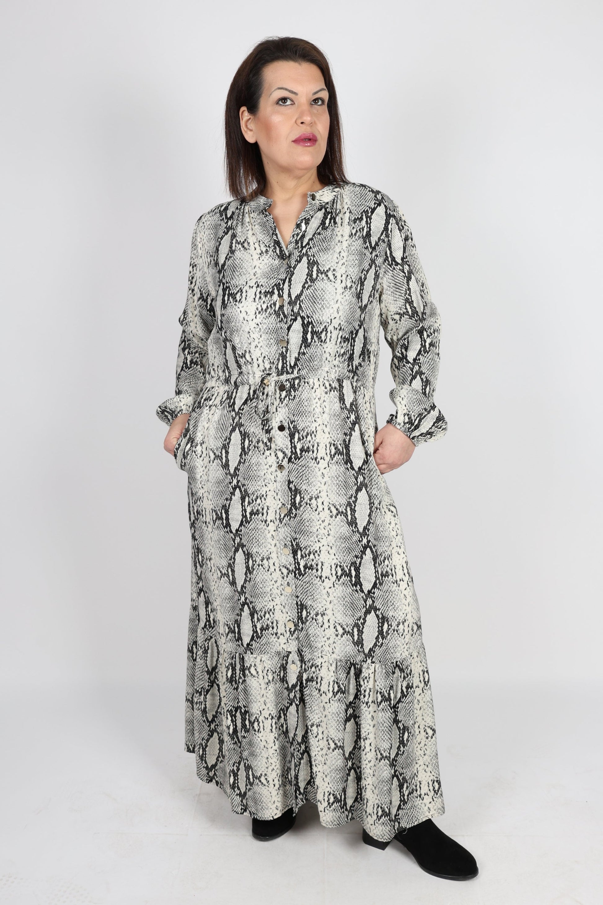 Рокля, Сив Roberto Fashion Store Dress RBRFSNKDRSS4XL 4XL Gray