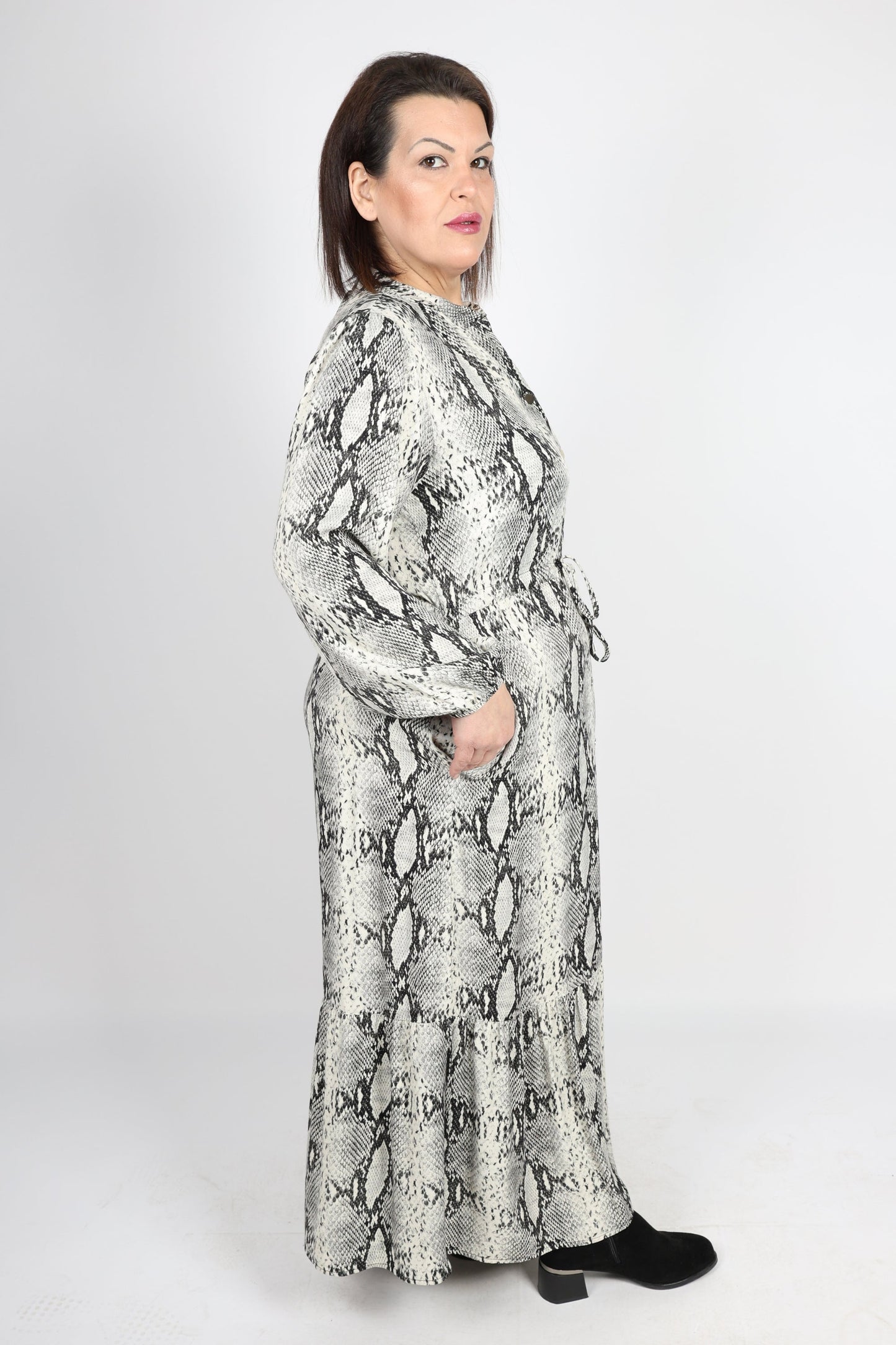 Рокля, Сив Roberto Fashion Store Dress RBRFSNKDRSS4XL 4XL Gray