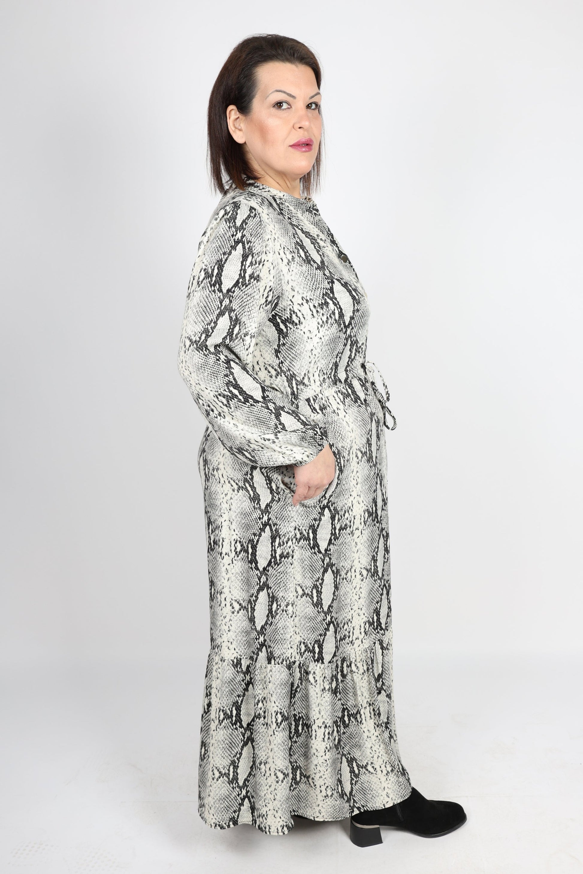 Рокля, Сив Roberto Fashion Store Dress RBRFSNKDRSS4XL 4XL Gray
