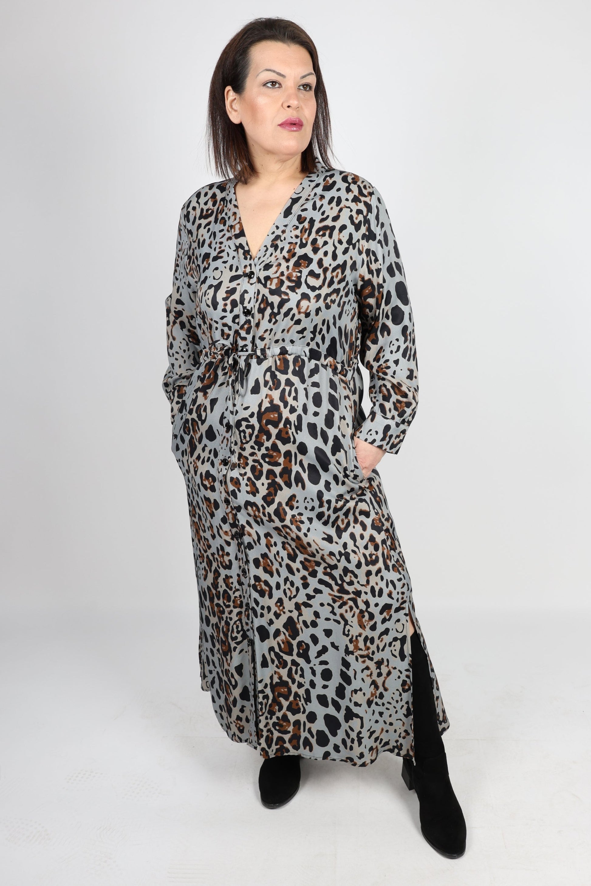 Рокля, Сив Roberto Fashion Store Dress RBRF1803LEODRSS5XL Gray 5XL