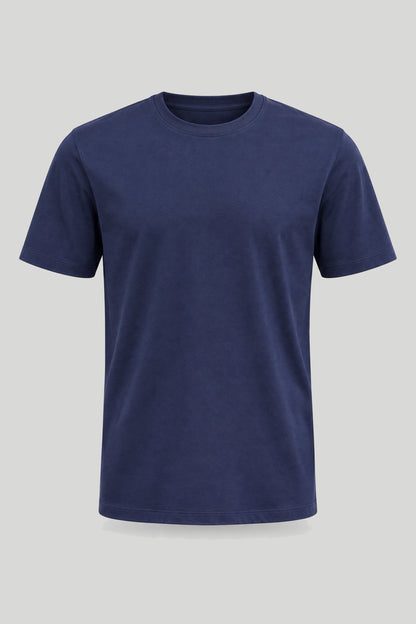 Тъмносиня мъжка базова тениска от памук с еластан Medicine Roberto Fashion Store T-shirt RW26-TSM013-59X-S S