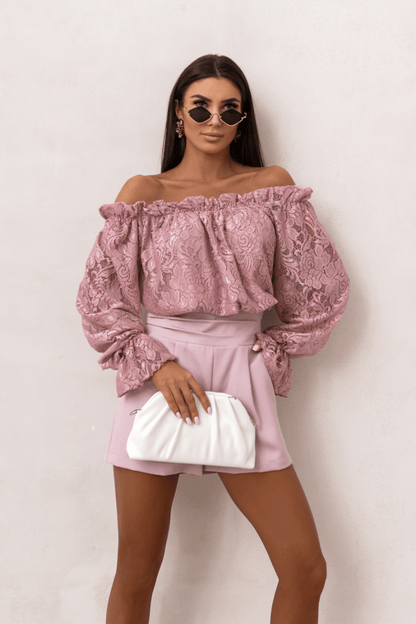 Жена Блуза MIA с дантела в прасковено розово LaBalancia Roberto Fashion Store Set 5907378521630 S