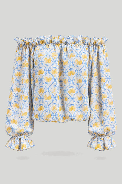 Женска Блуза (Оф-шуул) MIA - Синьо с лимони LaBalancia Roberto Fashion Store Set 5907378522194 UNI