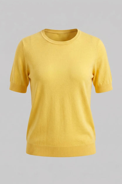 Жълта плетена тениска със сърца на гърба за жени Roberto&Co Roberto Fashion Store Sweater FLC2207KNIBLSYEL-L/XL L/XL